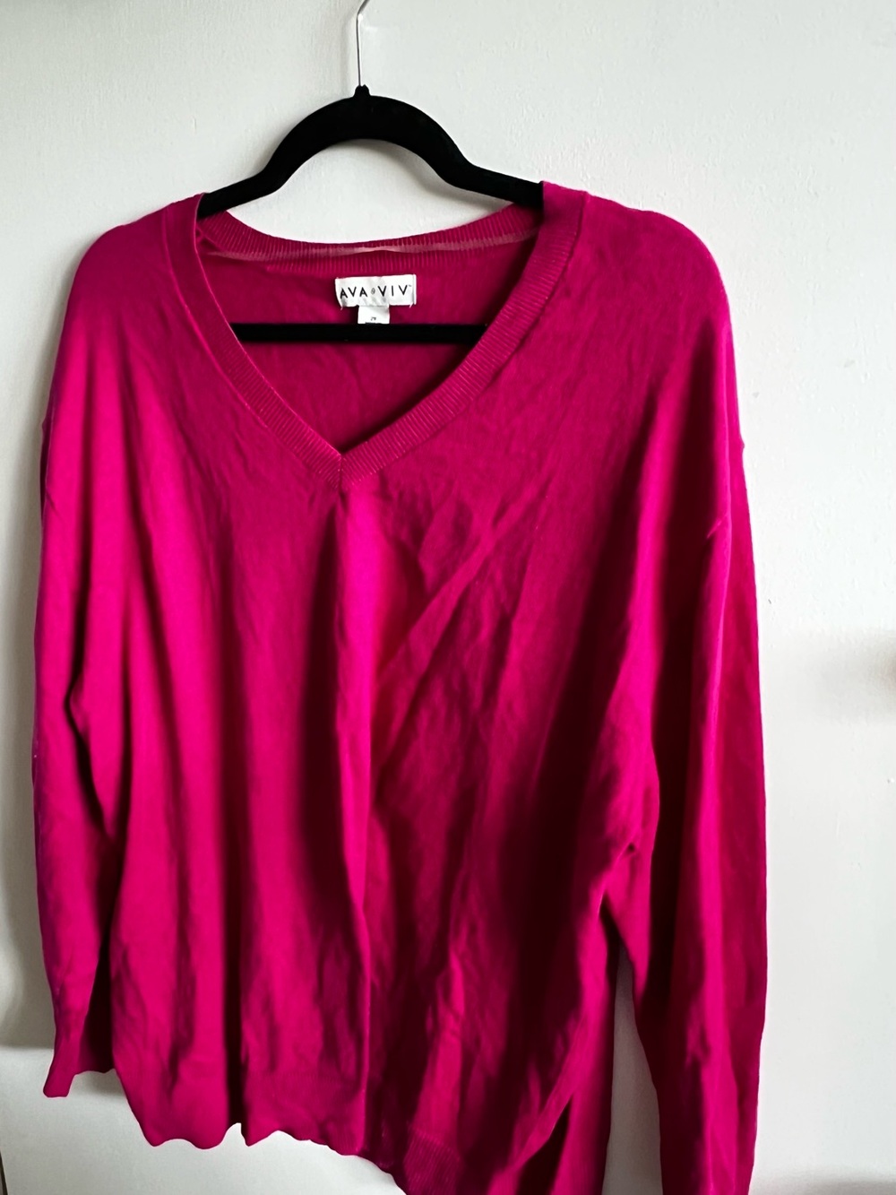 Ava & Viv Hot Pink V-Neck Sweater